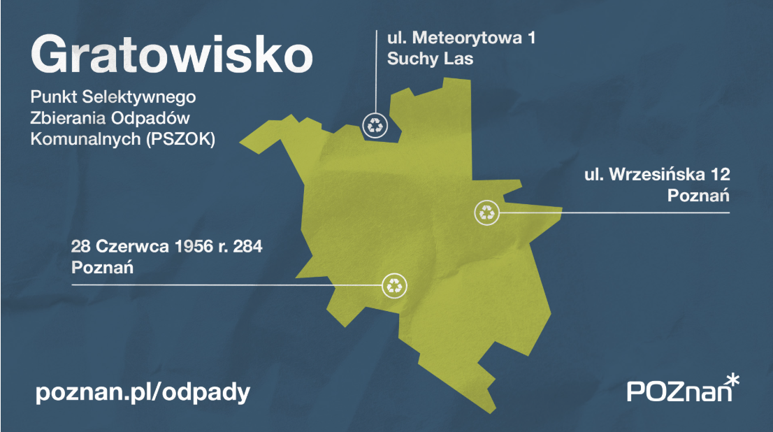 Mapa lokalizacji Gratowisk- Punkty Selektywnego Zbierania Odpadów Komunalnych w Poznaniu