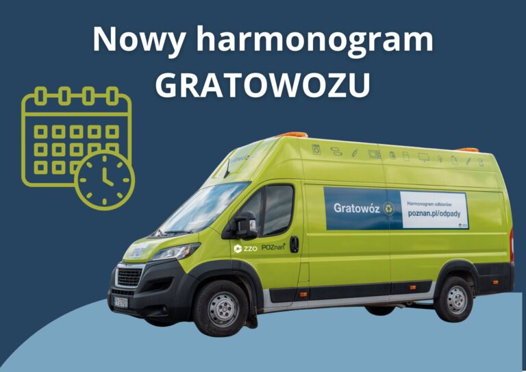 Plakat informujący o nowym harmonogramie Gratowozu