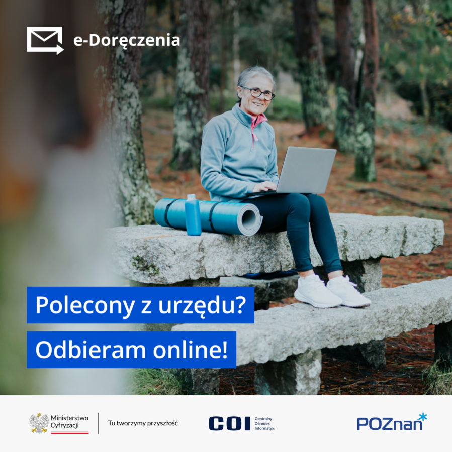 Plakat: e-doręczenia. Polecony z urzędu? Odbieram online!